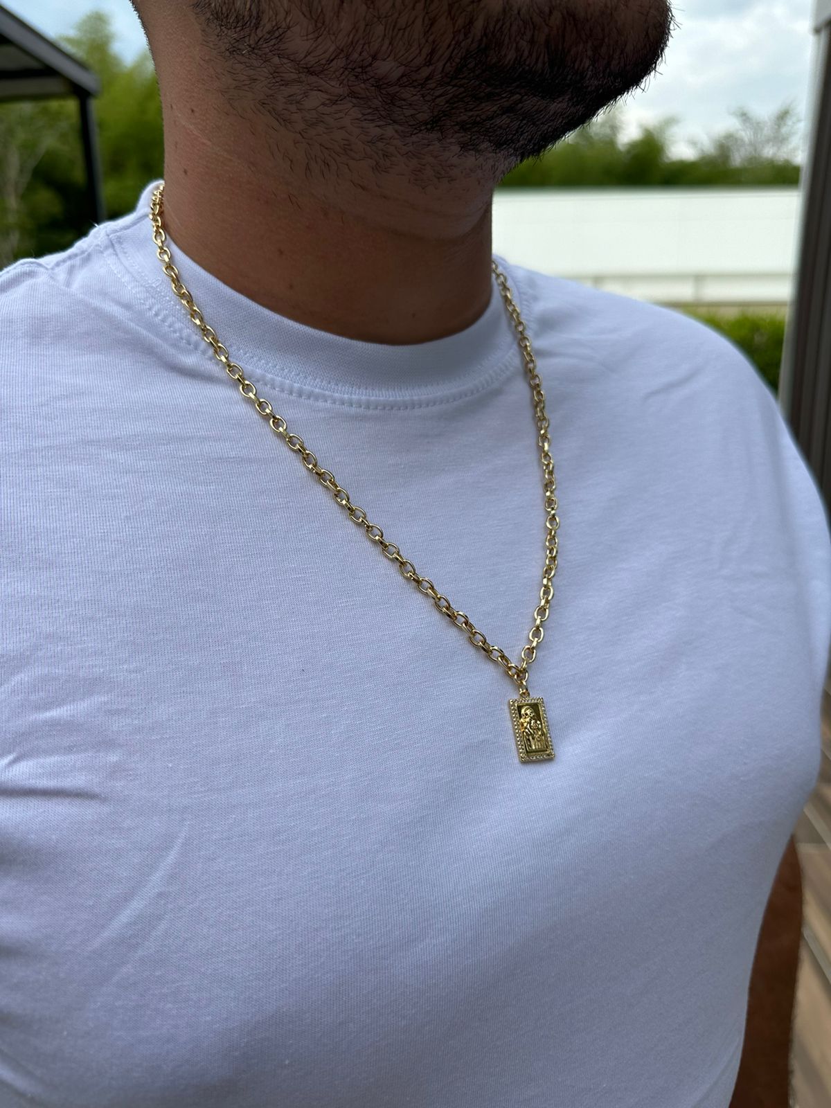 Cadena Forzada + Dije Placa en Oro Laminado 18k