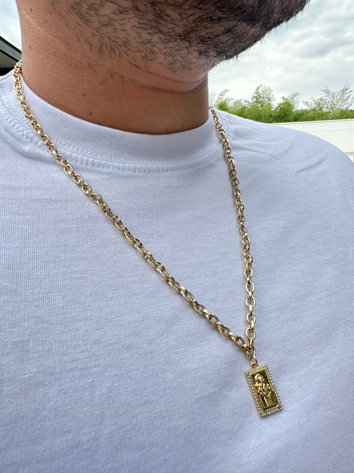 Cadena Forzada + Dije Placa en Oro Laminado 18k