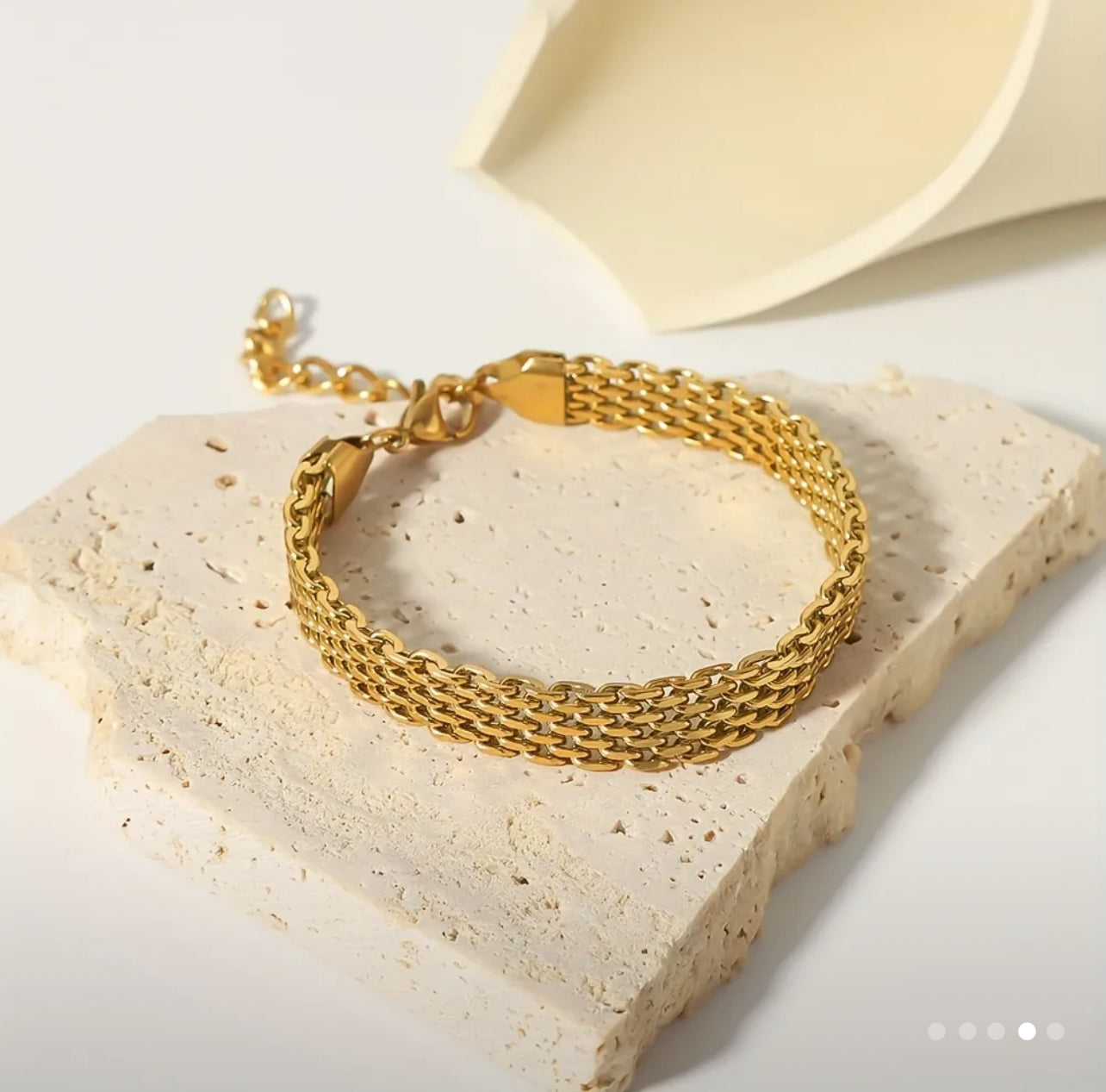 Pulsera CHINESCA Doble Carril Gruesa en Oro 18k Laminado