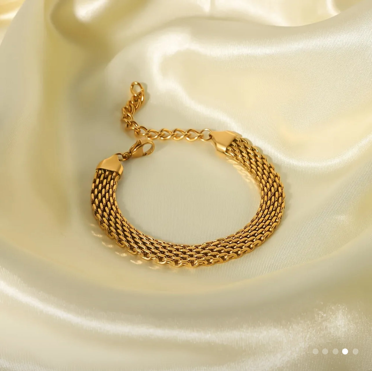 Pulsera CHINESCA Doble Carril Gruesa en Oro 18k Laminado