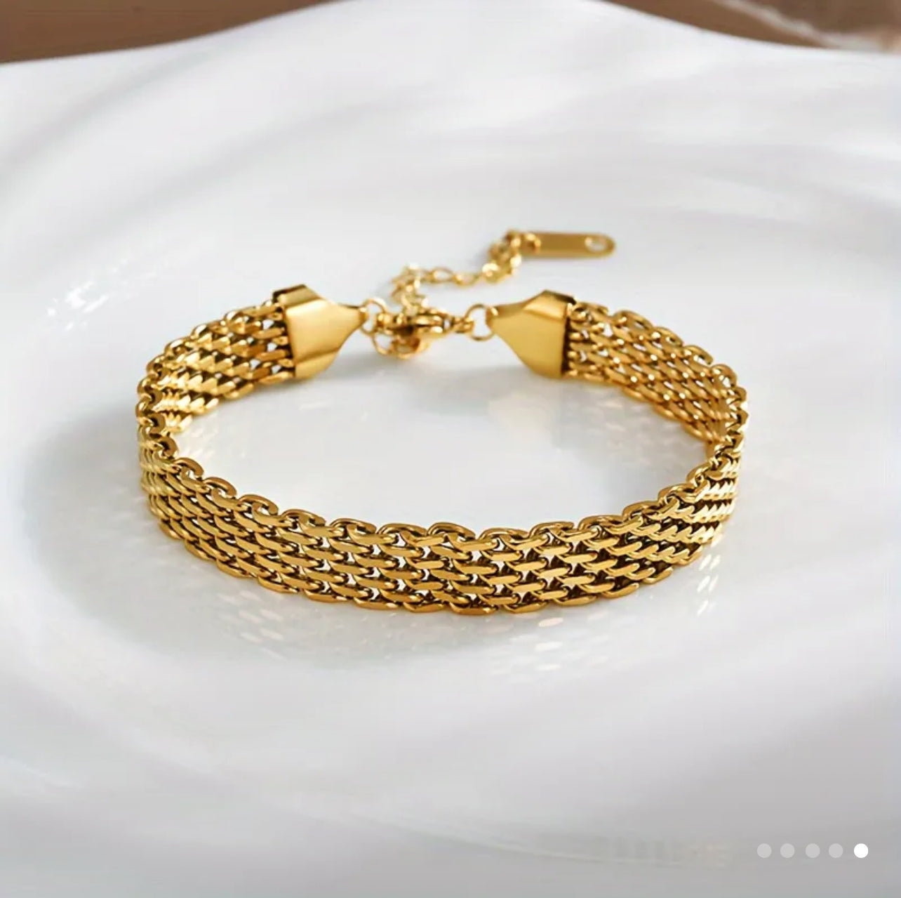 Pulsera CHINESCA Doble Carril Gruesa en Oro 18k Laminado