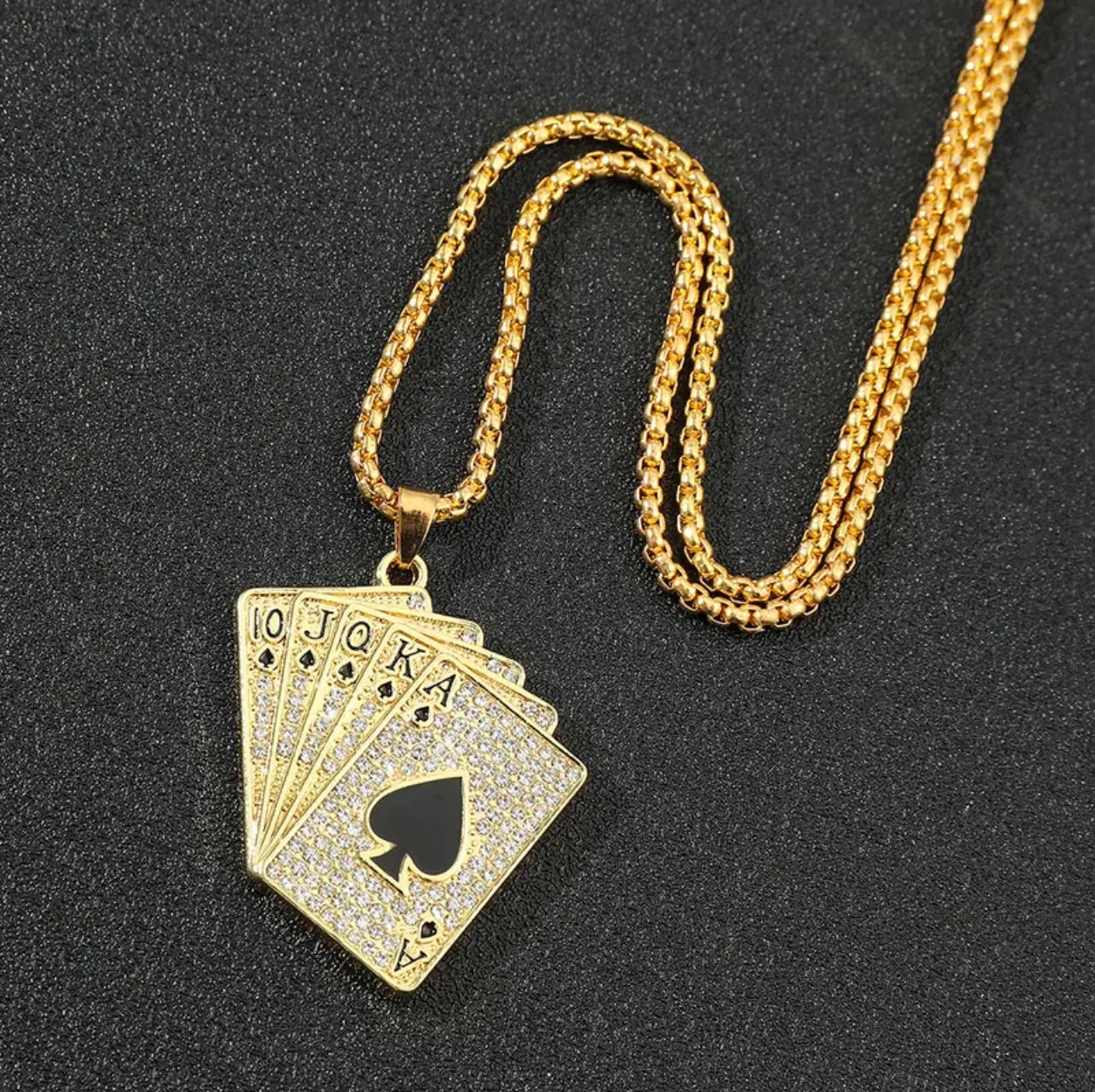 Cadena Veneciana + Dije Poker en Oro Laminado 18k