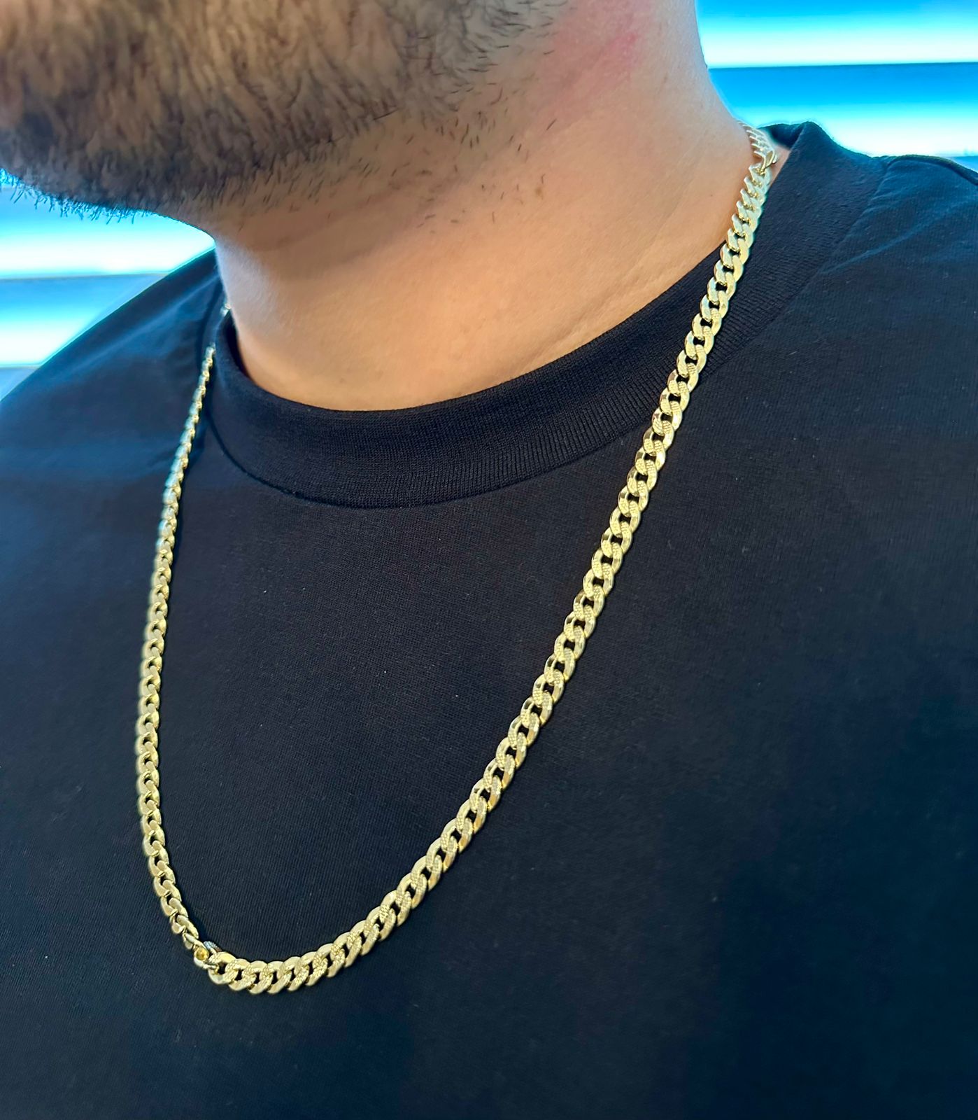 Cadena Cubana Brillante en Oro Laminado 18k