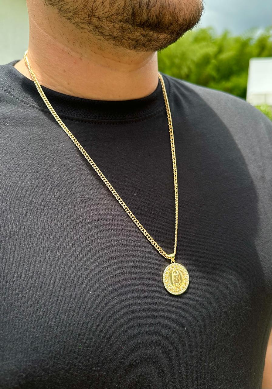 Cadena Cubana Doble en Oro Laminado 18k + Dije GRATIS