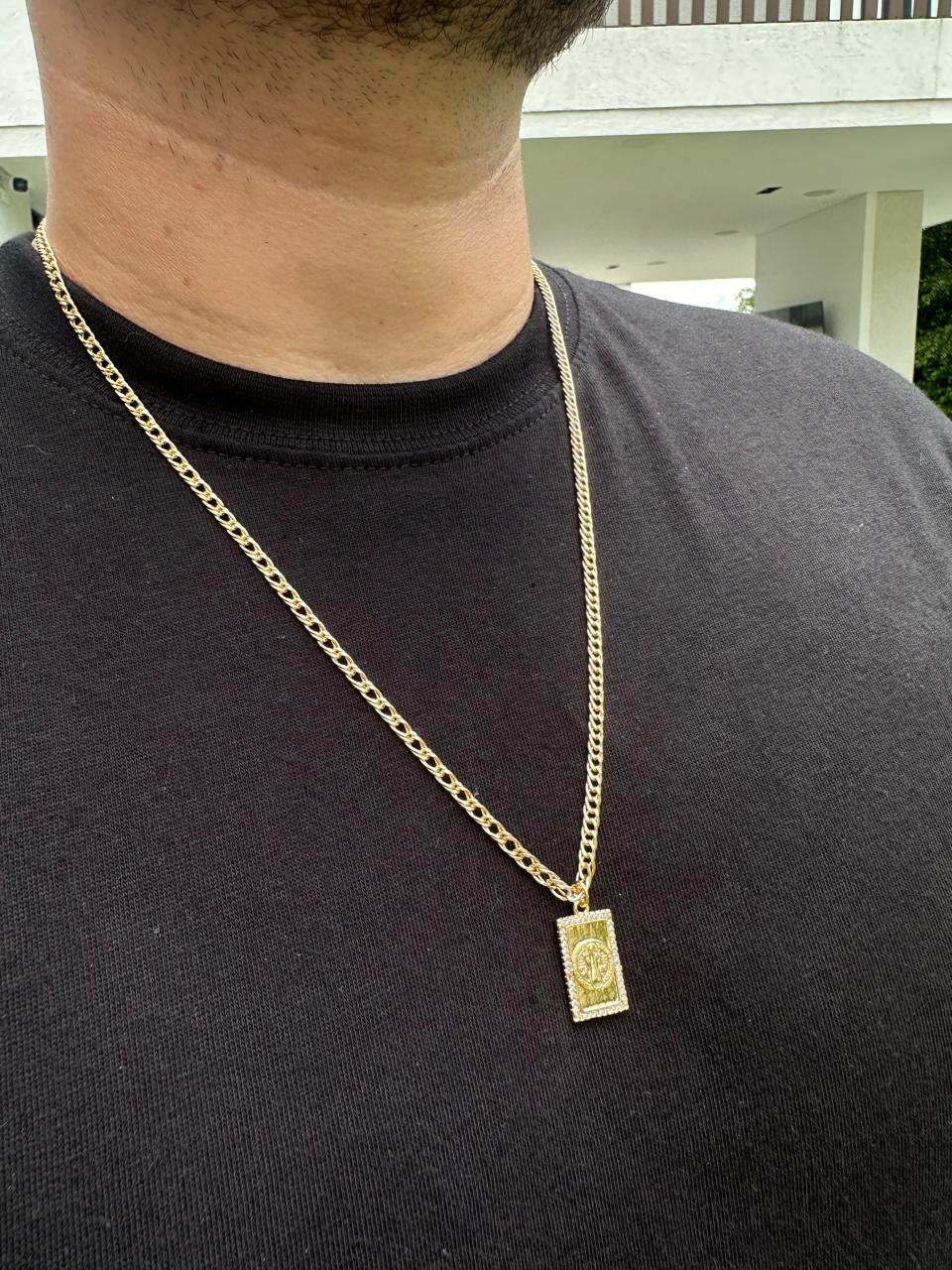 Cadena Cubana Doble en Oro Laminado 18k + Dije GRATIS