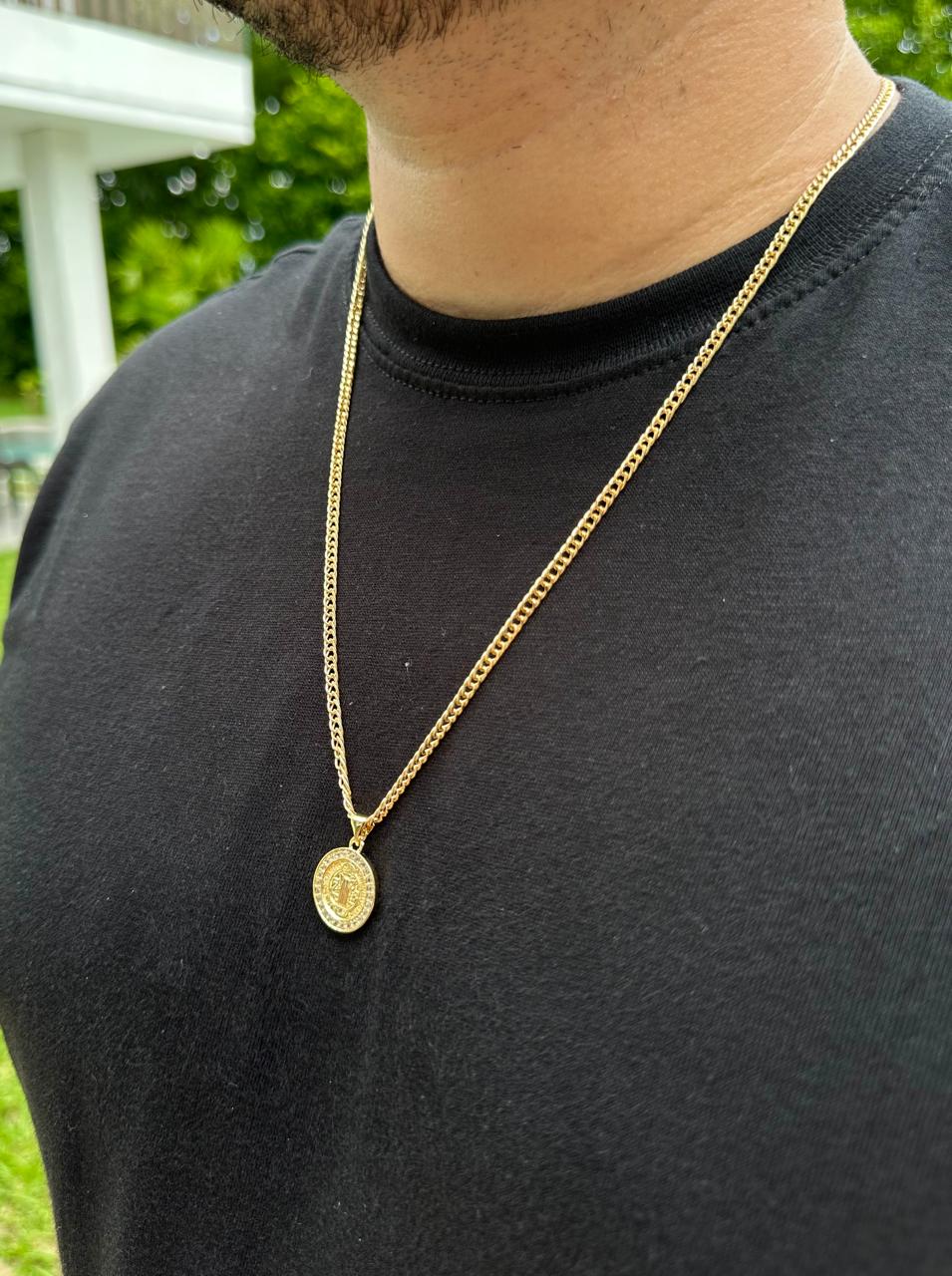 Cadena Cubana Doble en Oro Laminado 18k + Dije GRATIS