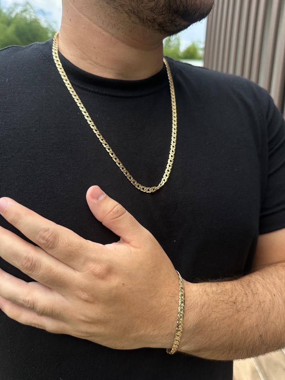 Combo Cadena + Pulsera Oro Laminado 18k Estilo Egipcia