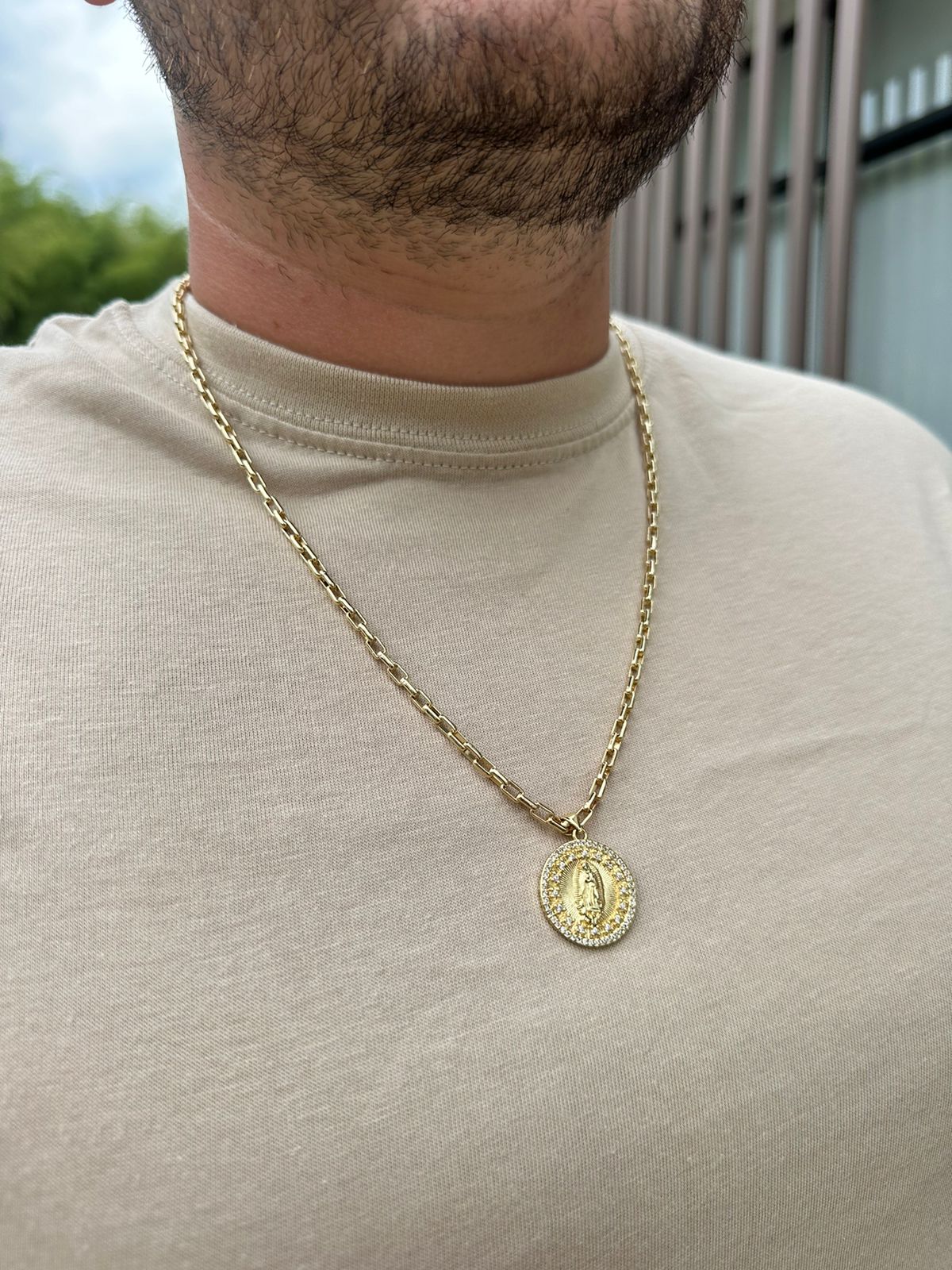 Cadena Veneciana + Dije Virgen Guadalupe en Oro Laminado 18k