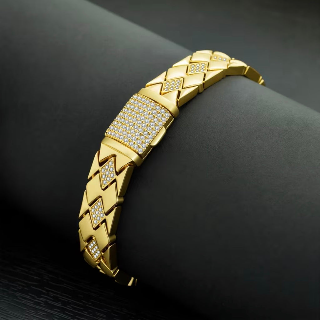 Pulsera Rombos de Lujo en Oro 18k Laminado