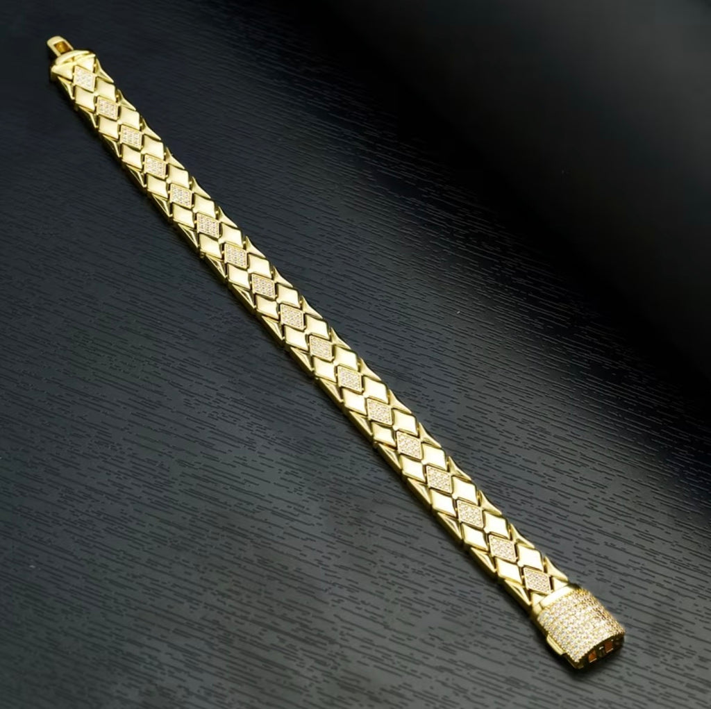 Pulsera Rombos de Lujo en Oro 18k Laminado