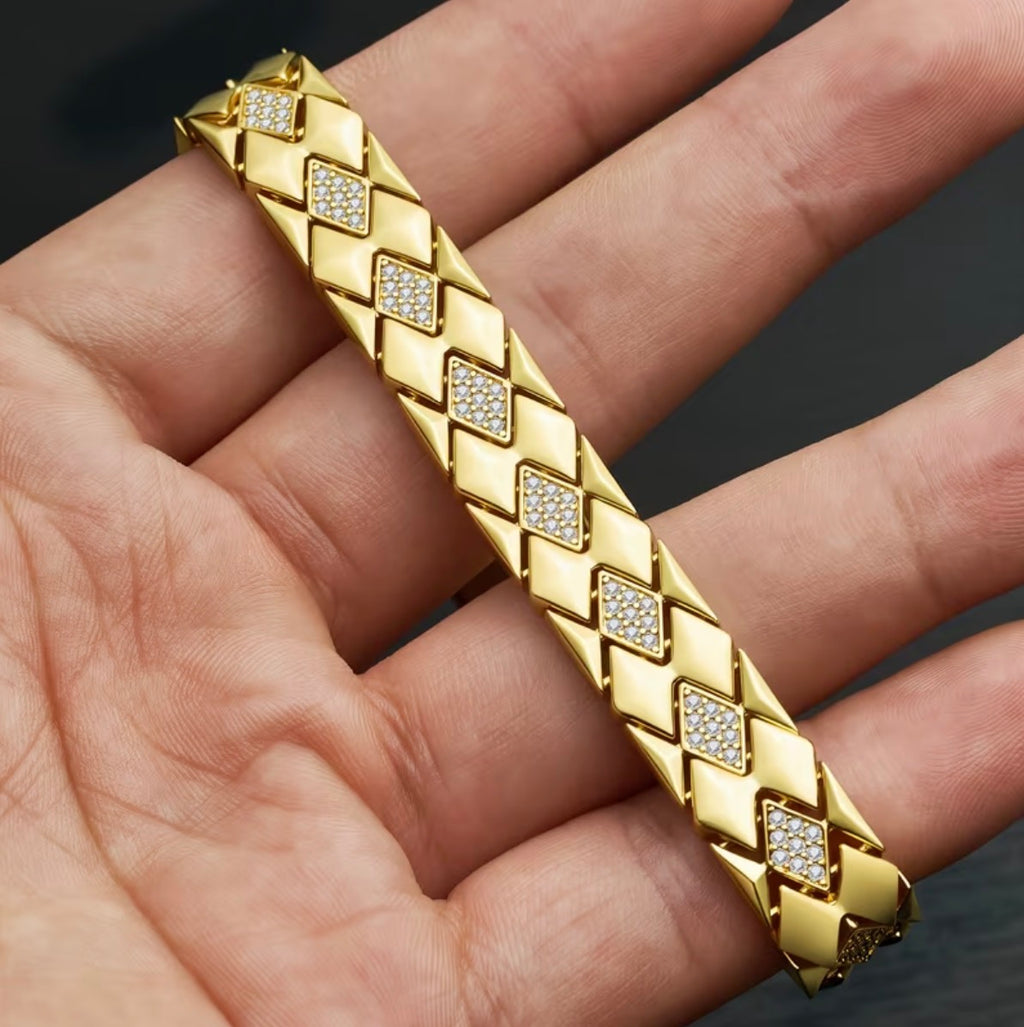 Pulsera Rombos de Lujo en Oro 18k Laminado