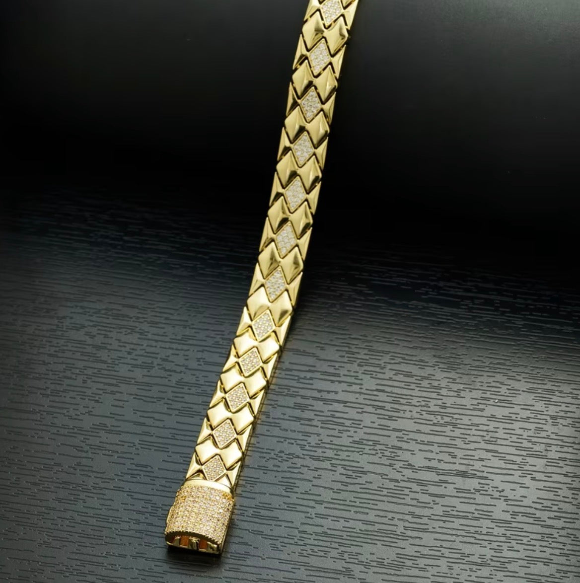 Pulsera Rombos de Lujo en Oro 18k Laminado