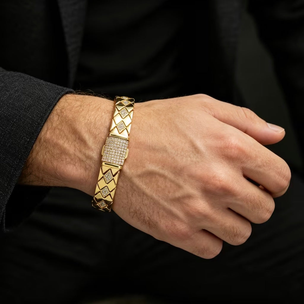 Pulsera Rombos de Lujo en Oro 18k Laminado