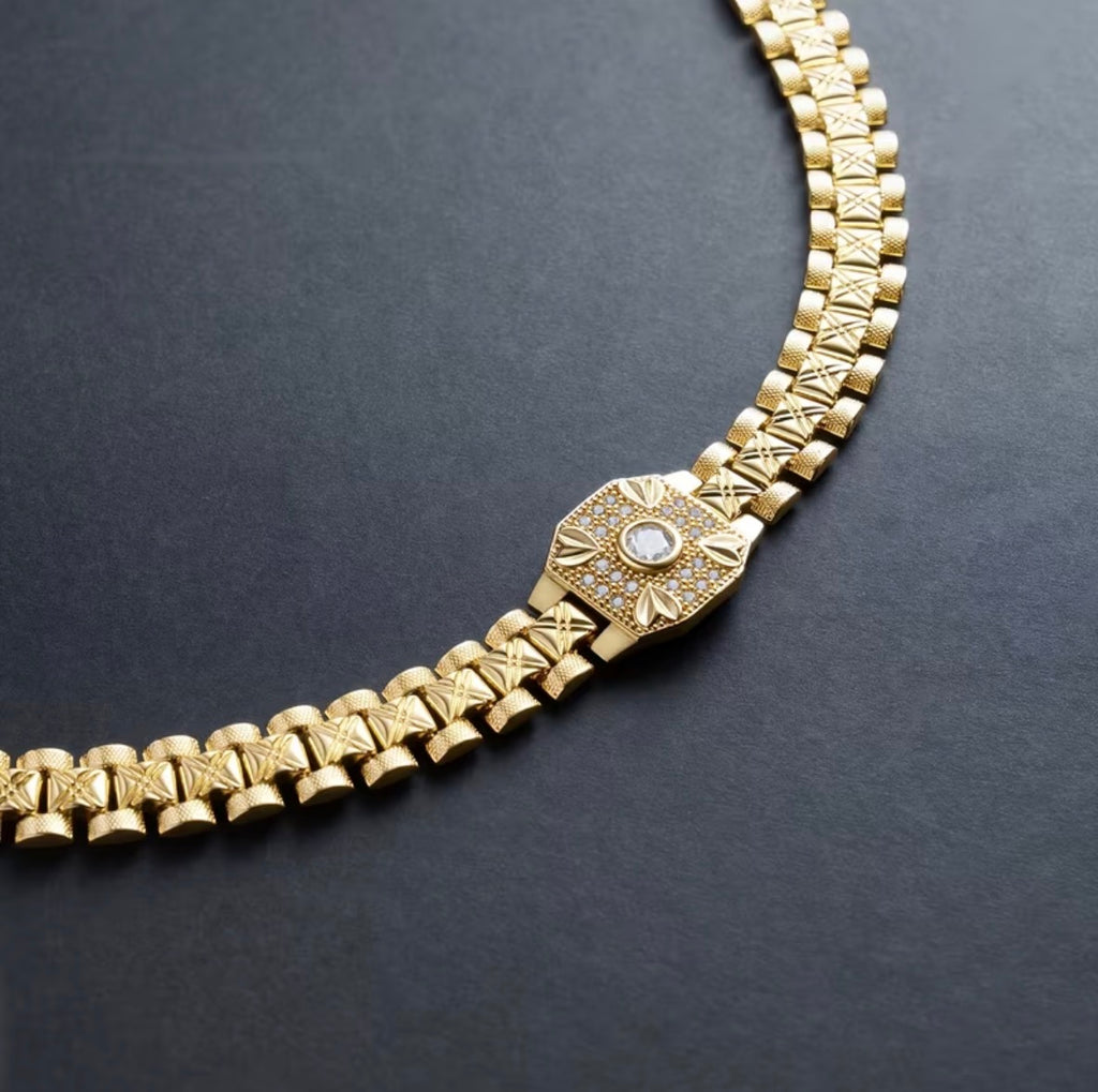 Pulsera Presidente Placa en Oro 18k Laminado