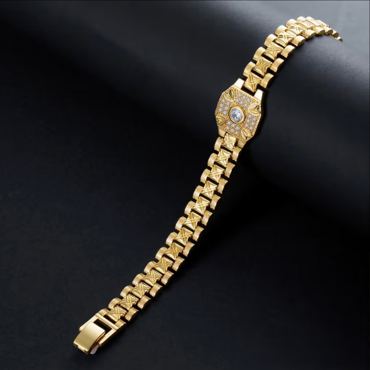 Pulsera Presidente Placa en Oro 18k Laminado