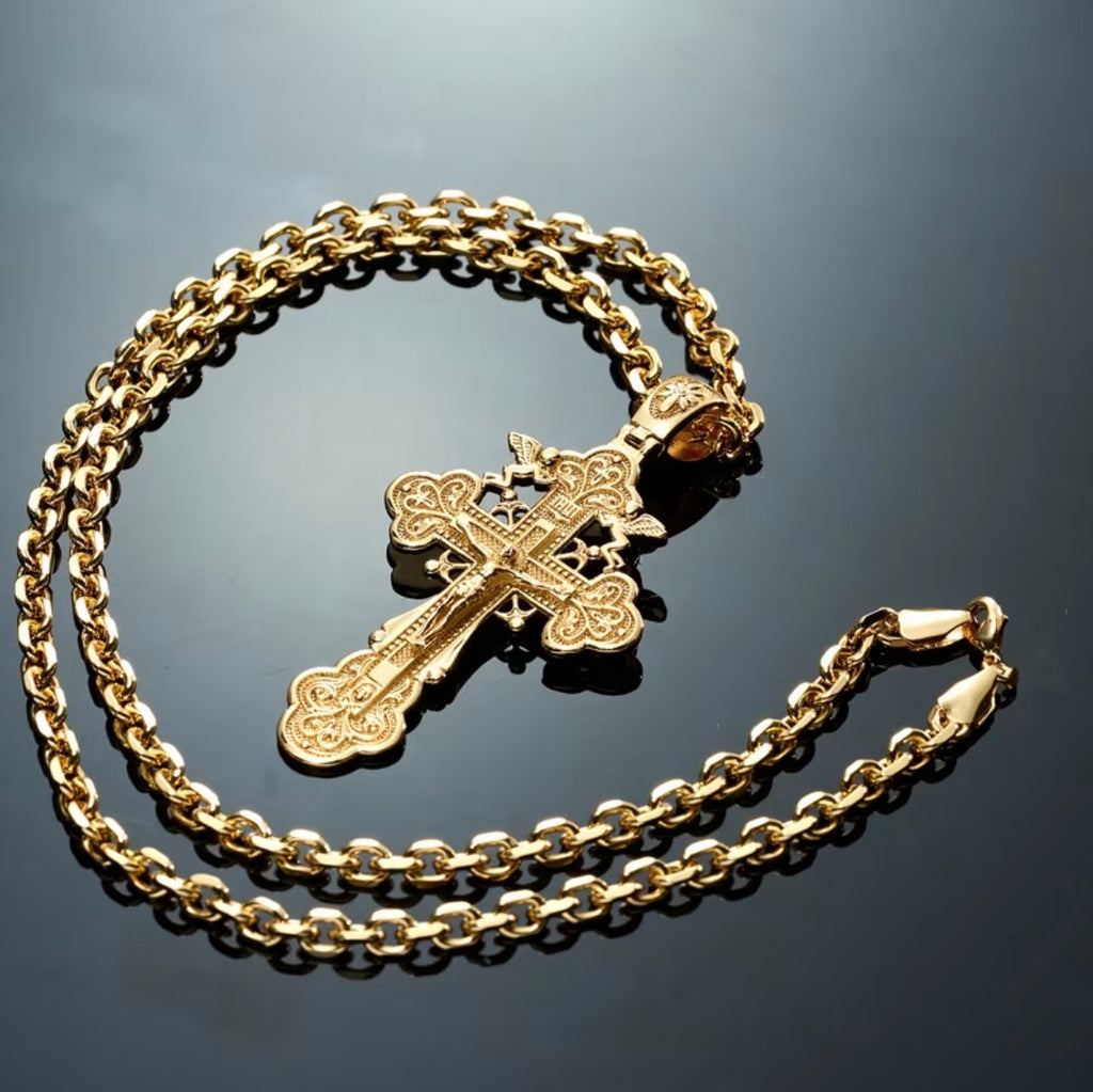 Cadena con Dije Crucifijo en Oro Laminado 18k