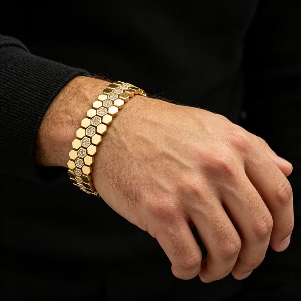 Pulsera Panal Circones en Oro 18k Laminado