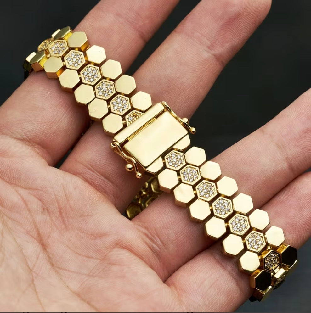 Pulsera Panal Circones en Oro 18k Laminado