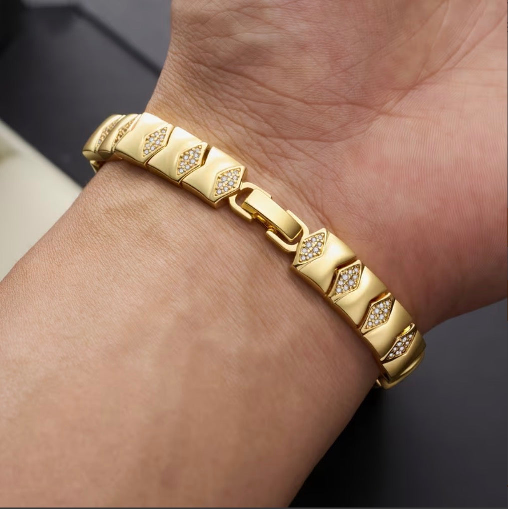 Pulsera Eslabones Circonita en Oro 18k Laminado