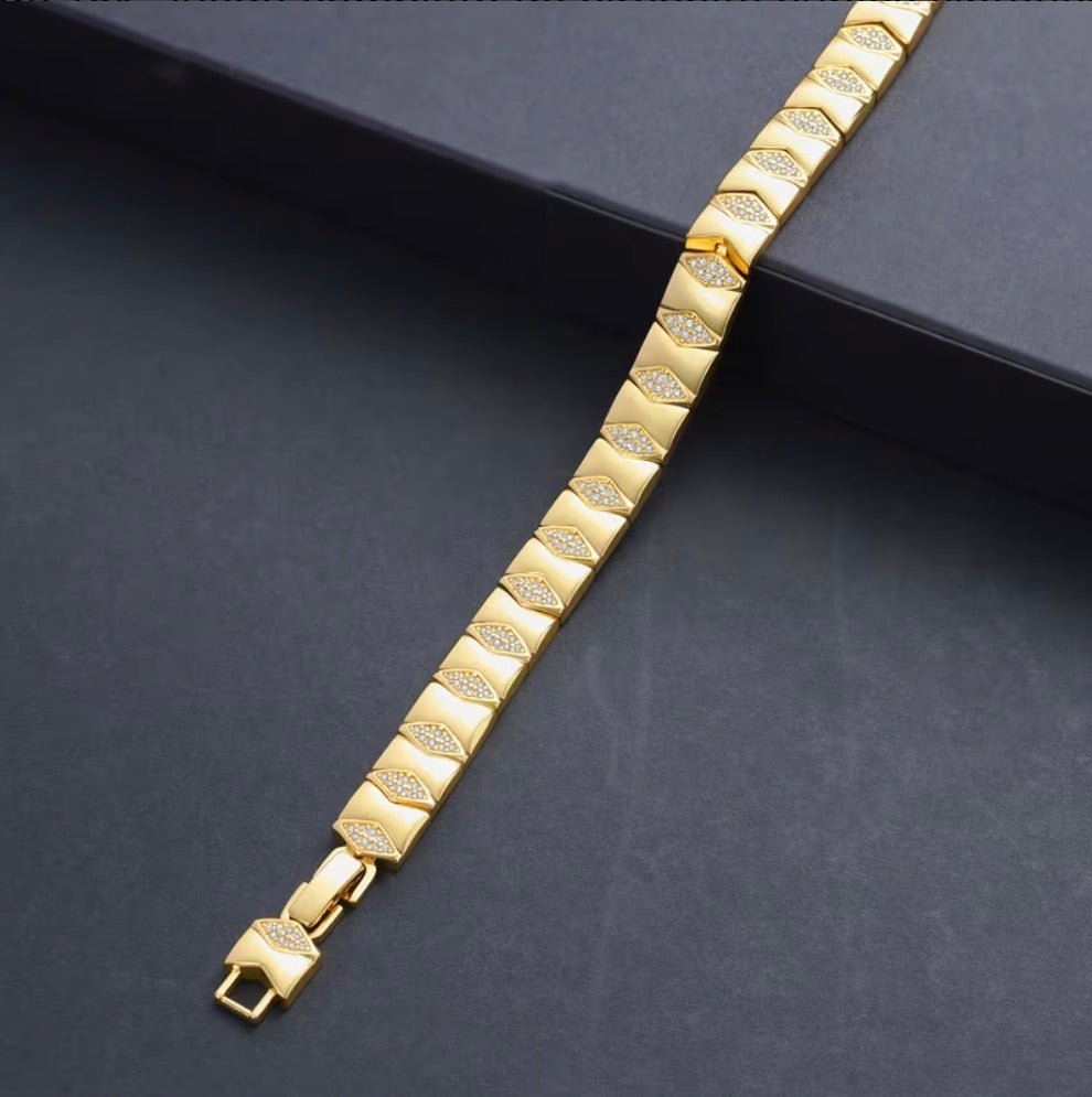 Pulsera Eslabones Circonita en Oro 18k Laminado