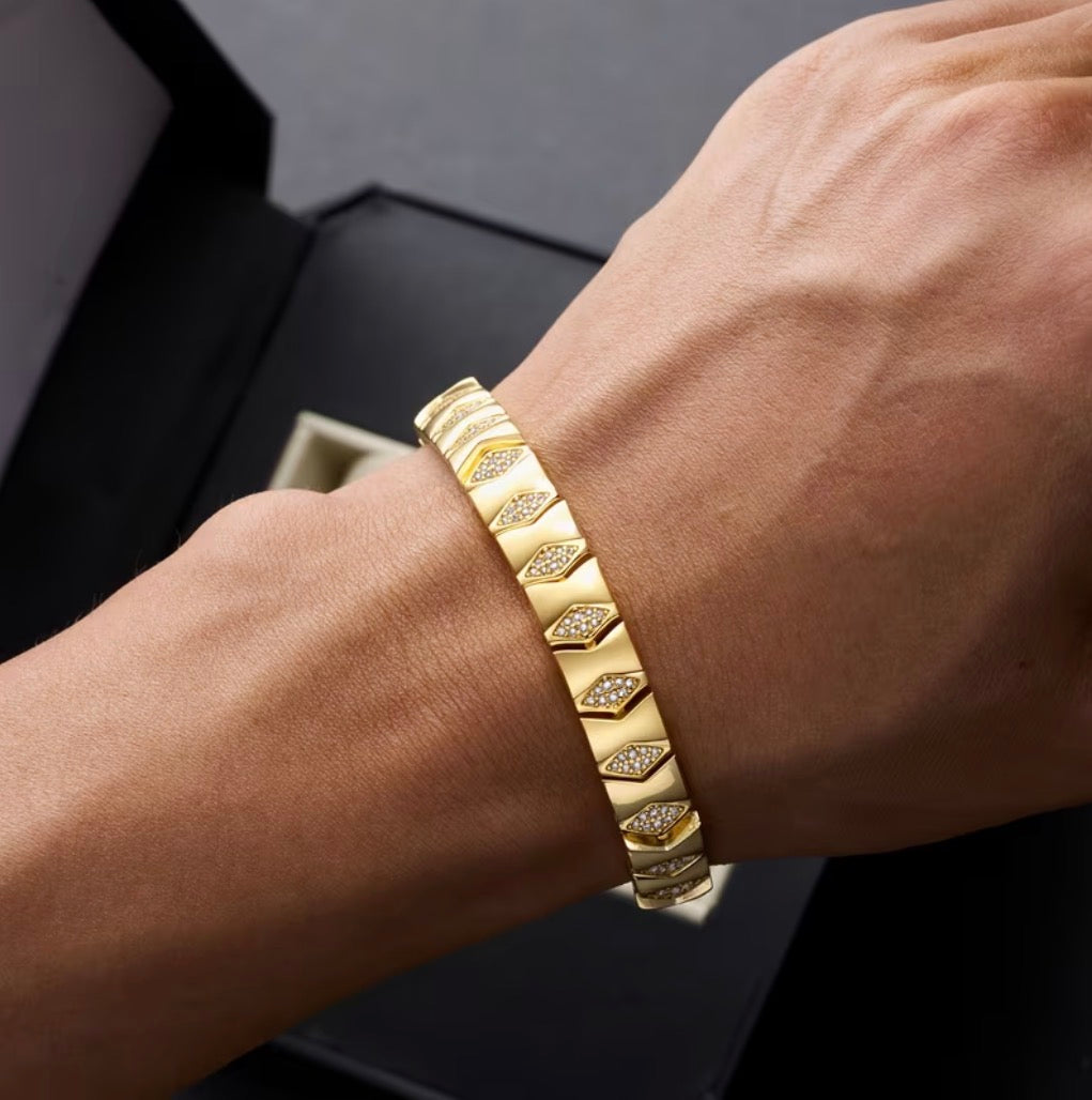 Pulsera Eslabones Circonita en Oro 18k Laminado