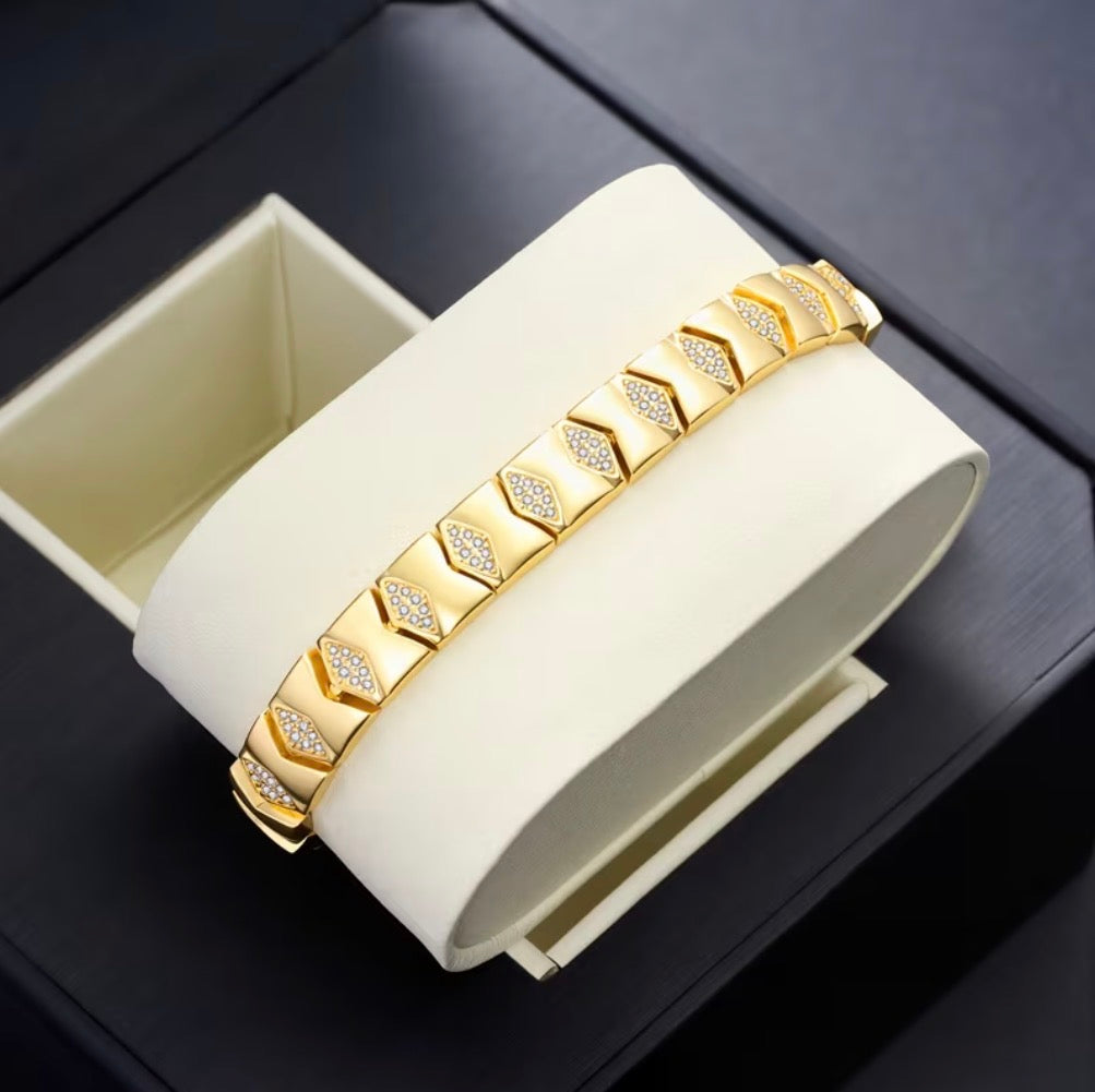 Pulsera Eslabones Circonita en Oro 18k Laminado