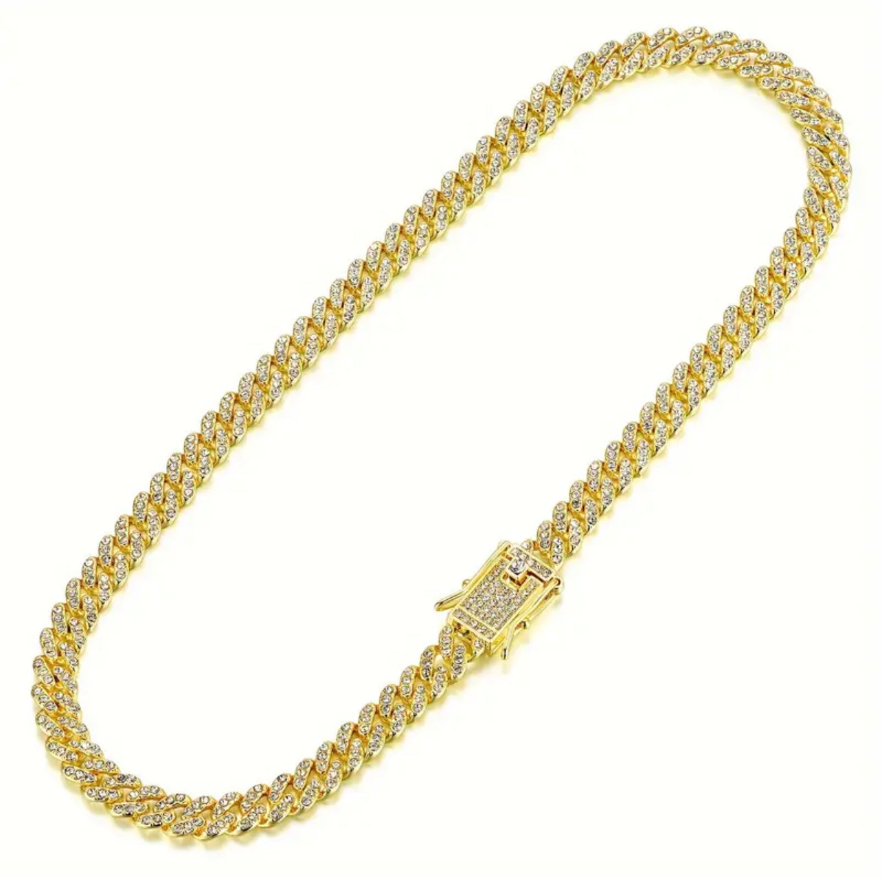 Cadena Cubana Diamantada en Oro Laminado 18k