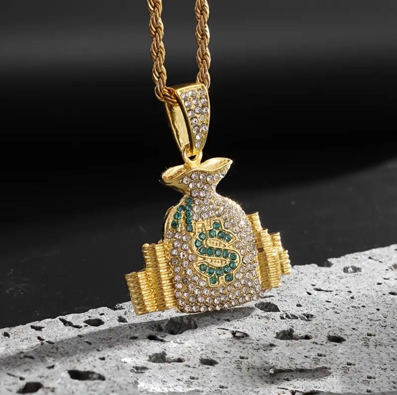 Cadena Lazo + Dije Money en Oro Laminado 18k