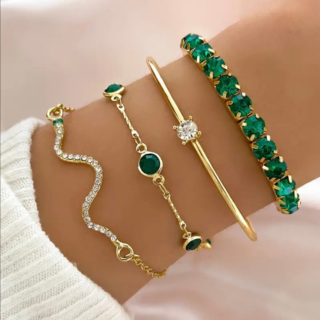 Juego 4 Pulseras para DAMA en ORO 18K Laminado