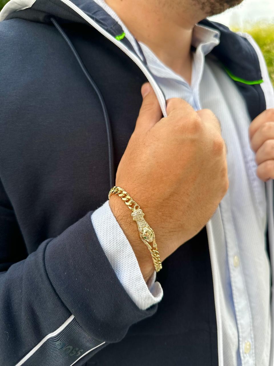 Pulsera Cubana Jaguar en Oro 18k Laminado